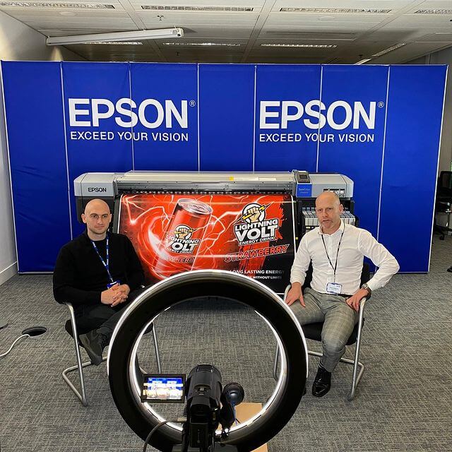 Tom Owers (left) and Phil McMullin (right) of Epson showcased the digital print opportunities of the Epson SureColor SC-F100.jpg