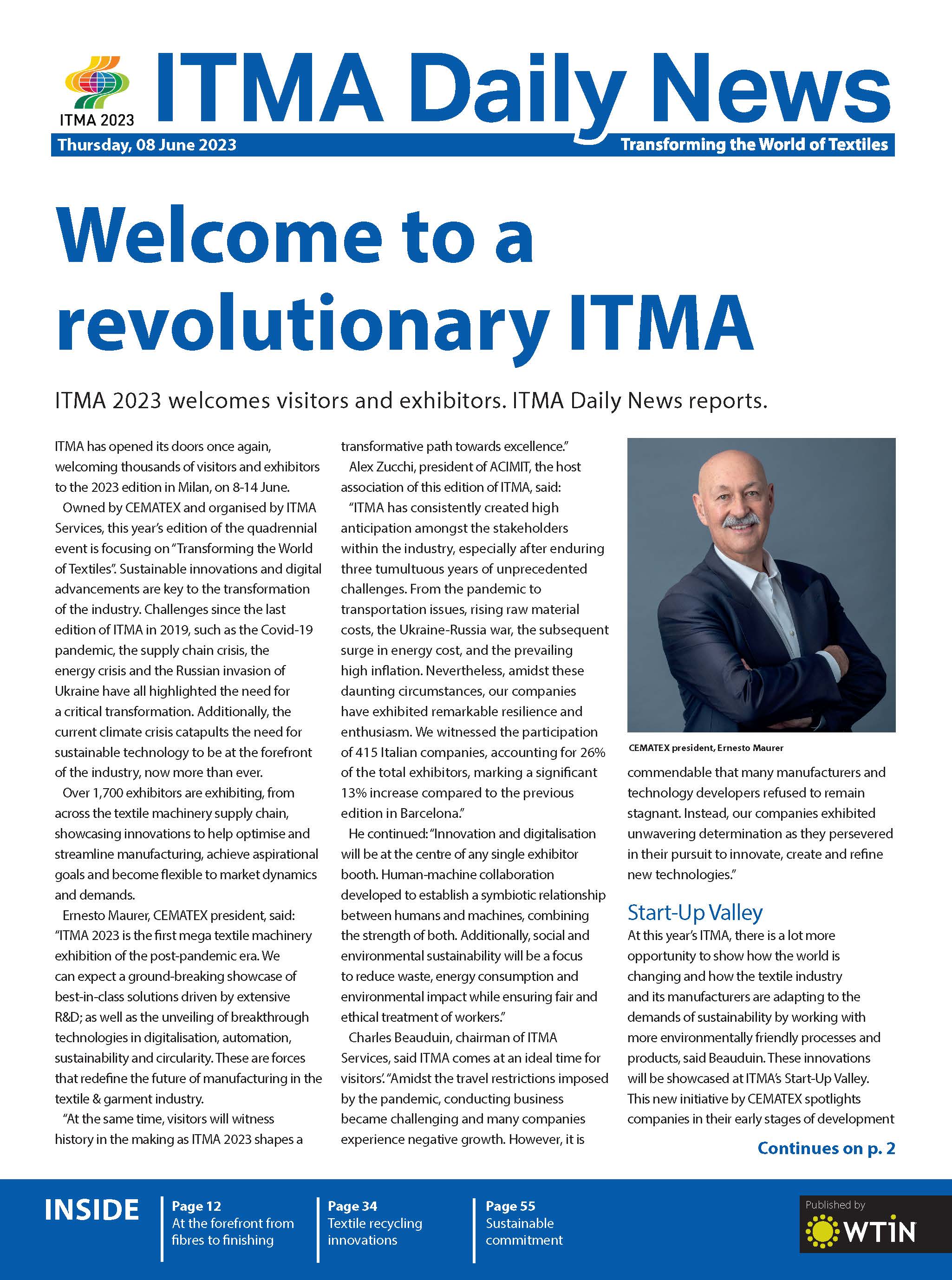 ITMA Europe Show Daily Day 1 COVER