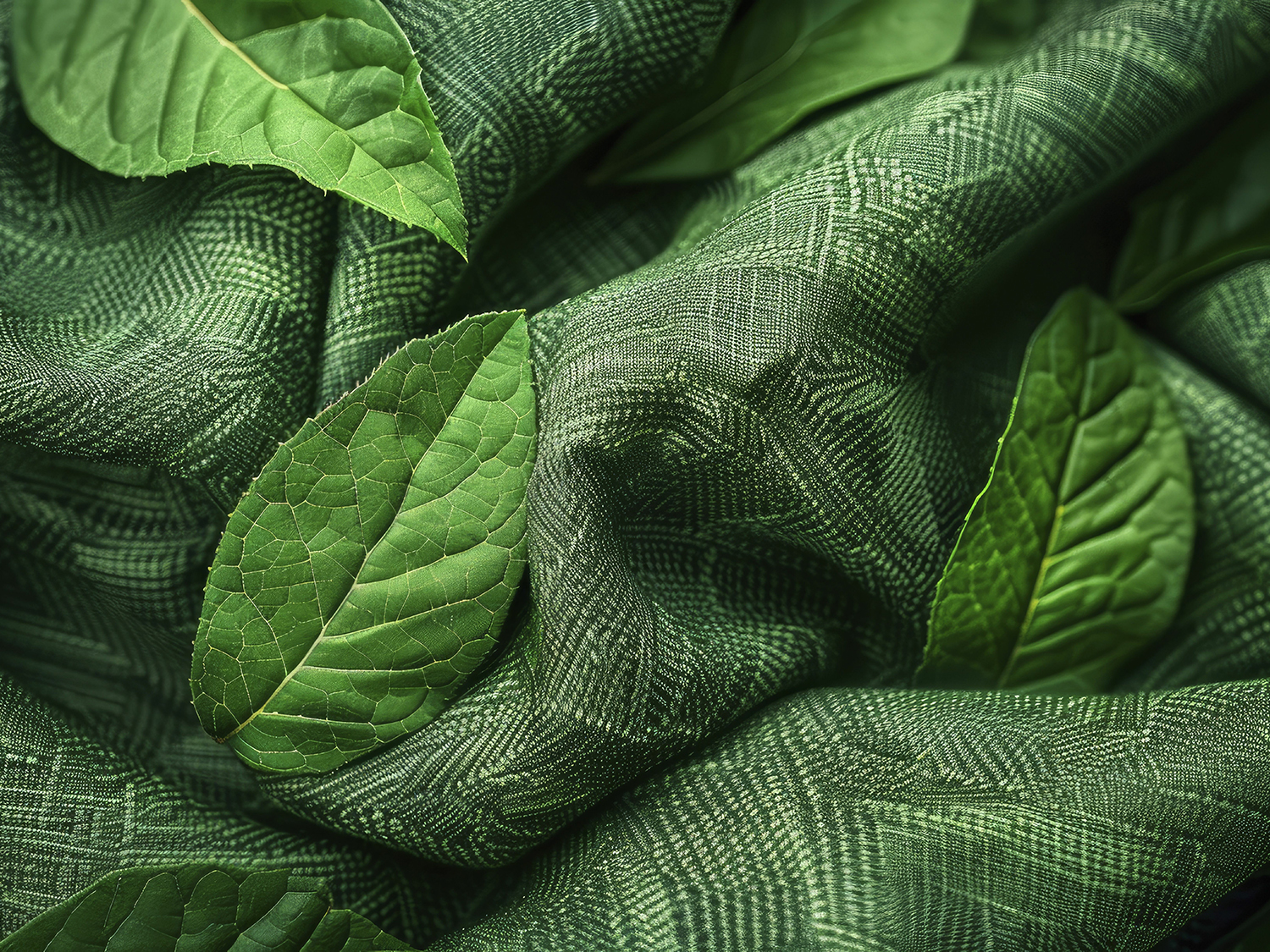 Sustainable textile and natural leaves